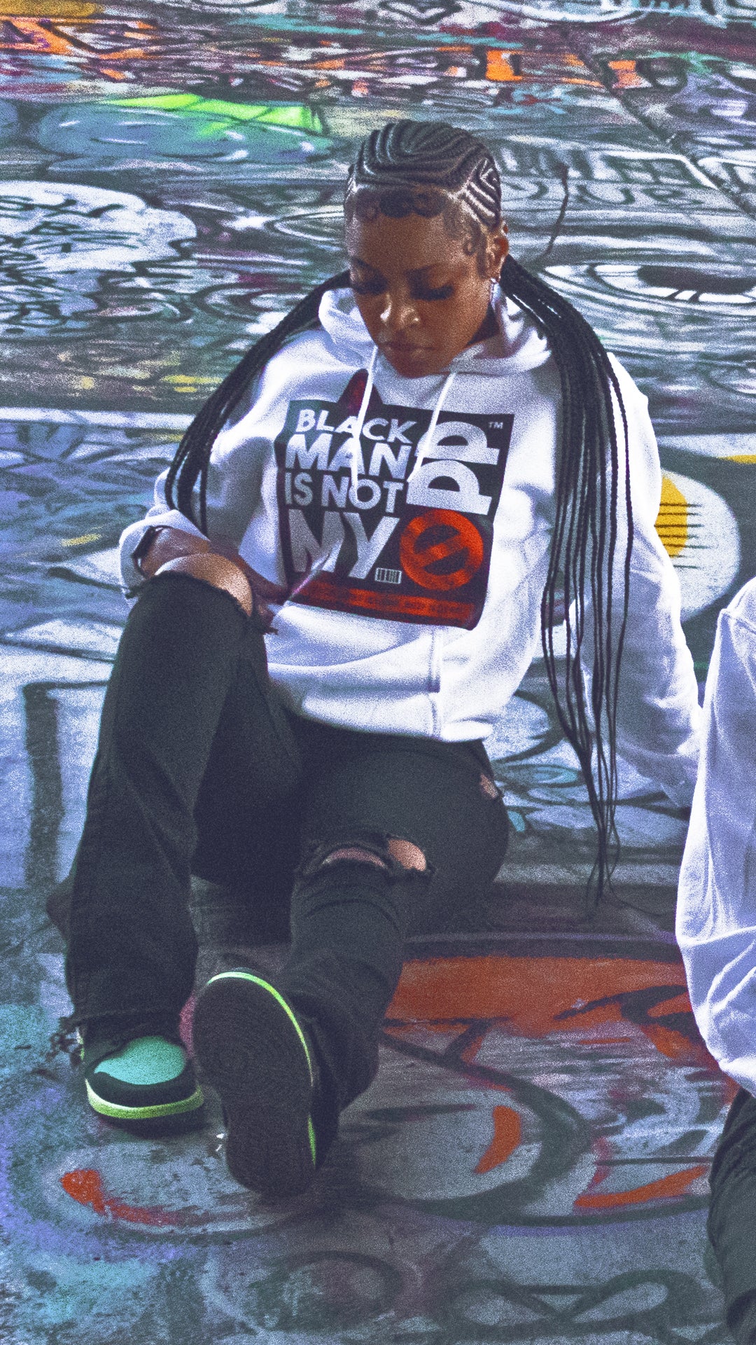 A BLACK MAN IS NOT MY OPP Logo Hoodie White